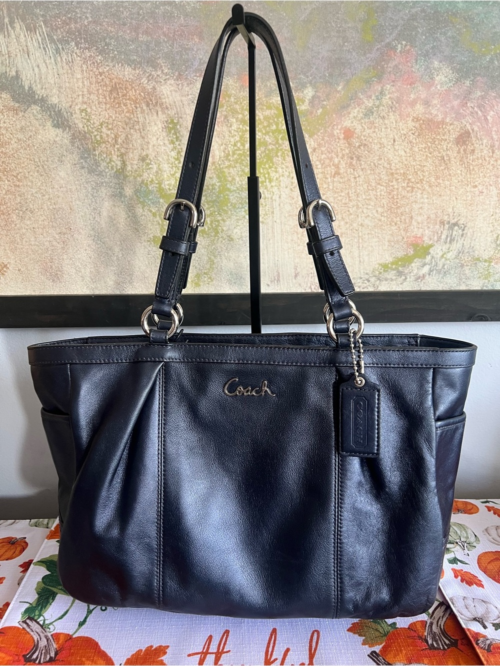 COACH Leather Gallery Tote Bag Sapphire Blue Shoulder Bag F17721